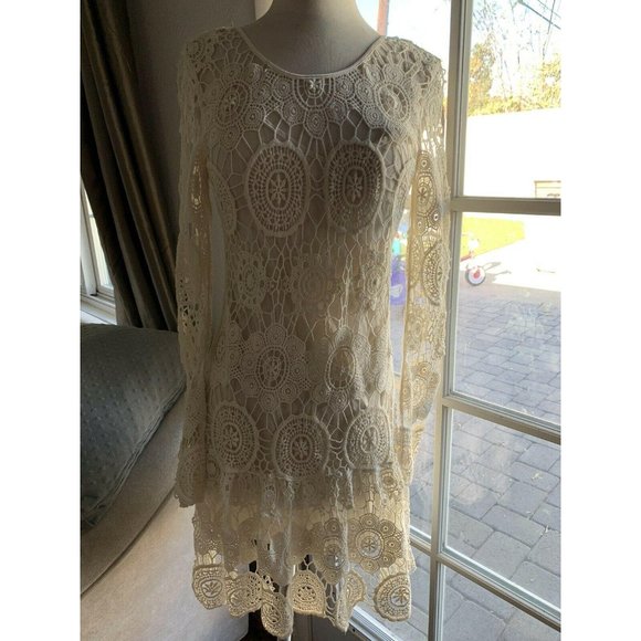 NEW Free People Ivory Crochet Mini Dress XS
